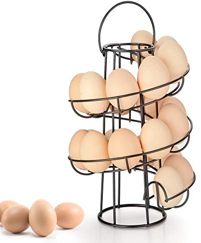 OBVIS Spiral Egg Skelter Dispenser Rack Metal Storage Holder Display Countertop Black