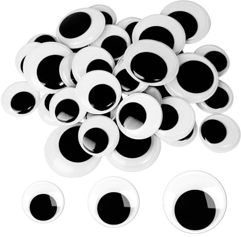 36 Stück Selbstklebende Wackelaugen 35mm + 40mm + 50mm Kunststoff Puppe Augen Kulleraugen Aufkleber zum Basteln Zubehör für DIY Scrapbooking Spielzeug Zubehör