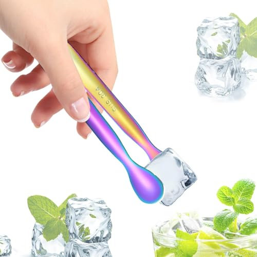 Rurunklee Petites pinces à dessert en acier inoxydable | Pinces de service portables, pinces durables pour servir des aliments, des glaçons, des fruits