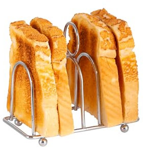 Innoteck Essentials Chrome Toast Rack - 6 Bread Slice Slot - Toast Cooling Holder - Serving Stand with Ball Feet and Loop Carry Handle - Stainless Steel Organiser - for Kitchen, Dining Room or Bakery