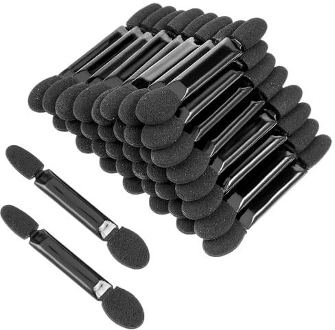 50Stück Lidschatten Applikator Lidschattenpinsel Doppelseitiger Einweg Lidschatten Applikator Schwarz Einweg Lidschattenpinsel Lidschatten Schwammpinsel Dual Seiten Lidschatten Für Lidschatten Make Up