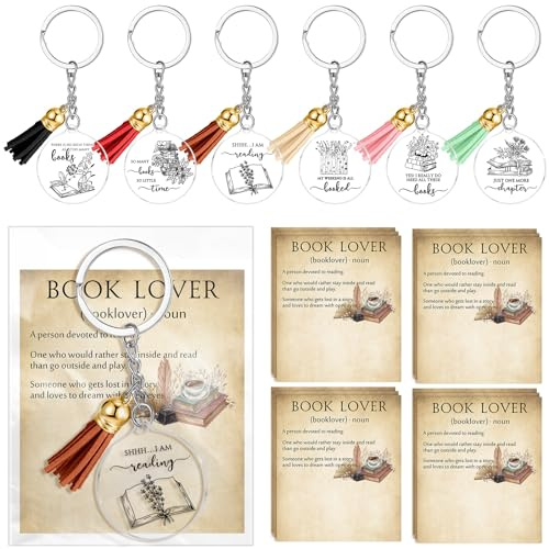 Sureio 12 Sets Book Lovers Gifts Vintage Book Keychains Bulk, Chic Style