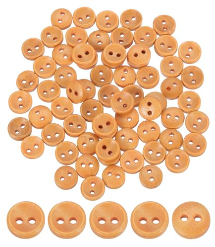 uxcell 100Pcs Wooden Buttons, 9mm(0.35 Inch) 2 Hole Round Wood Sewing Button Craft for Sewing DIY Craft Clothing, Light Orange