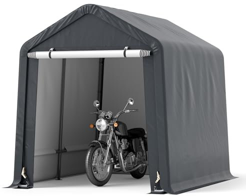 GOPLUS Tente Garage Extérieur 195 x 240 x 214 cm, Abri pour Outils, Hangar de Stockage en Tissu PE, Protection Solaire, Imperméable, Anti-Vent, Porte Enroulable, pour Voiture, Moto