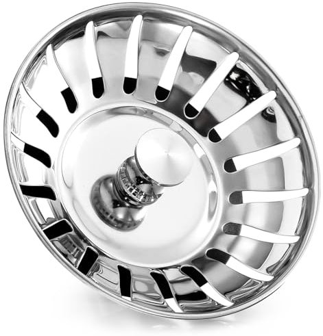 78mm Kitchen Sink Bowl Strainer and Plug, Stainless Steel Sink Plug for Kitchen Bowl Use, Kitchen Bathroom Food Hair Catcher Filter Stopper - Prevent Clogs, Bad Smells