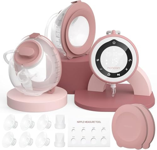 Momcozy V1 Pro Milchpumpe Elektrisch - Starke Saugkraft, Tragbare Doppelmilchpumpe Handsfree mit 3 Fein Abgestimmte Saugmodi & 15 Stufen, Breast Pump Electric mit Leak-Proof DoubleFit Flange