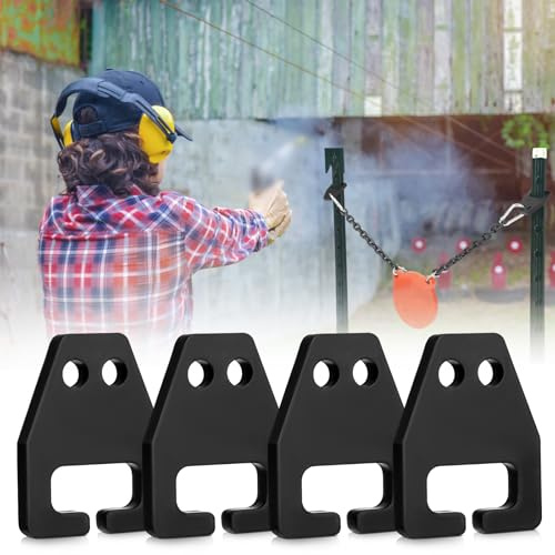Zonon 4 Pcs T Post Target Hanger, Steel Target Hanger for Shooting, Fits 1.25 or 1.33 T-Post, Made of Ar500 Material with Powder Coating, Double-Ended Hanging Chain, DIY Pipe Assembly Stands