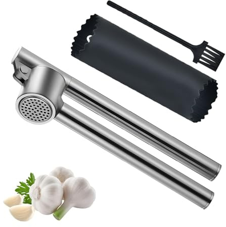 Saituo Home Prensa Ajos, Garlic Press Profesional para Cocina, Machacador de Ajos con Pelador de Ajo de Silicona y Cepillo para Limpieza, Picador de Ajo Fácil de Usar y Limpiar