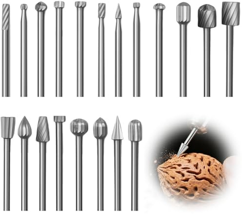 Amztour Limas Rotativas De Acero Juego De 20 Fresas Rotativas De Metal Duro Fresas Para Metal Madera Y Plástico Para Tallar Esmerilar Y Pulir Compatibles Con Herramientas Rotativas y Fresadoras