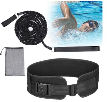 BOOSTEADY Cintura da Nuoto Regolabile Largo e Spesso, Accessori per Piscina, Cinturone per Nuoto Statico 4M per Adulti e Adolescenti, Fascia Elastica per Nuoto in Piscina
