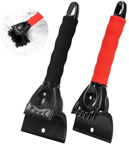 Vinuwu Lot de 2 grattoirs à glace pour pare-brise de voiture, dégivrage et déneigement avec outil brise-glace avec poignée en mousse pour voiture, SUV et camion