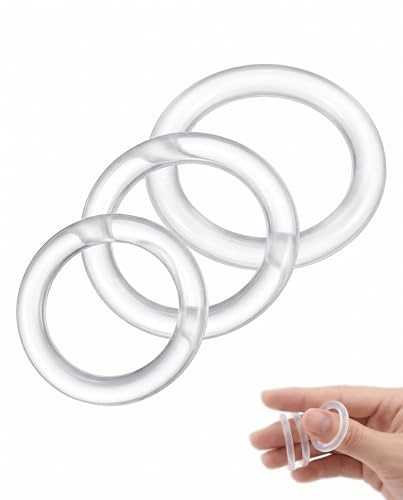 UEAVOID Anello Pene Uomo - Set di 3 Cockring in Silicone Trasparente per Erezioni più Lunghe e Robuste, Massima Potenza e Piacere Intenso. Ritardante.