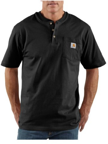 Carhartt Men's Dearborn Loose Henley T-Shirt, Black, Large