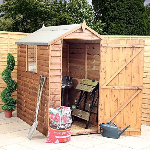Mercia 6 x 4 ft Overlap Apex Wooden Garden Shed – Traditional Timber Storage, Double-Framed Single Door, Shatterproof Windows, UK-Made