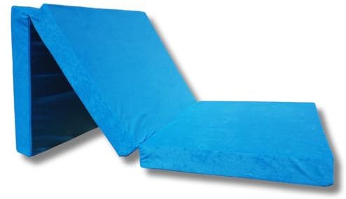 Natalia Spzoo – gemütliche Faltmatratze– Klappmatratze mit Schaumstoffkern & abnehmbarem Bezug – 3-teilige klappbare Schlafmatte 195 x 65 x 8 cm (Blau 1331-100% Polyester)