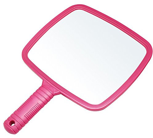 Accessotech Professional Handheld Salon Barbers Hairdressers Paddle Mirror Tool with Handle (Pink)