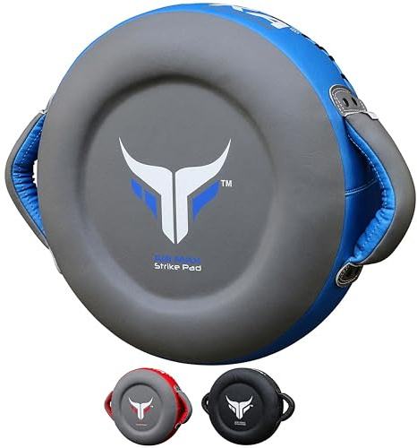 Mytra Fusion Boxing Round Pad Kickboxing Coach Training Punching Focus Mitts for Martial Arts, MMA & Muay Thai, Strike Boxing Focus Pads for Speed, Focus & Accuracy (Grey/Blue)