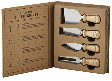 Santa Barbara Design Studio Gift Set Kitchen Essentials TableSugar Kraft Cardboard Book Gift Box, 4-Pieces, Cheese Knives
