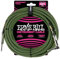 Ernie Ball 10 ft Braided Straight Angle Instrument Cable - Black/Green