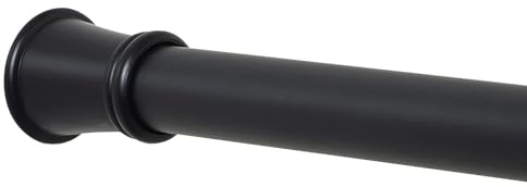 Zenna Home Tension Shower Curtain Rod, No Drill Adjustable Tension Curtain Rod for Bathroom, Rust Resistant, Easy Install Expandable Shower Curtain Rods, 26 to 76 Inches, Matte Black