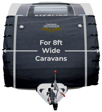 Caravan Defender Universal Front Towing Cover with LED Lights – Window Protection with Fleeced Backing Accessories for Caravans – Dark Grey 8ft