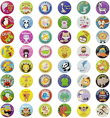 Reward Stickers for Teachers - 1008 Motivational Designs for Kids. 1 Inch School Stickers on Sheets - Teacher Supplies for Classroom, Potty Training