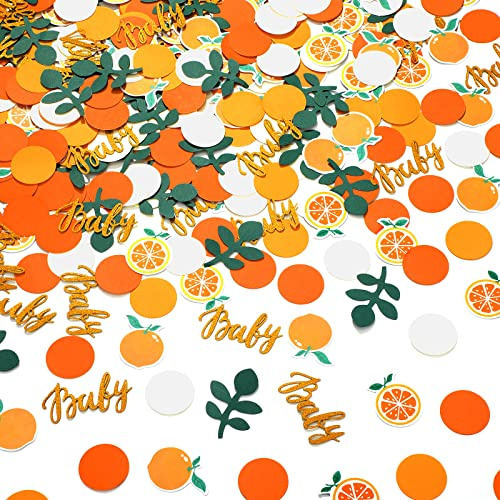 Minatee 400 Pcs Baby Shower Confetti Decorations Table Confetti Dots Gender Reveal Wedding Decor(Fresh Color,Orange Style)