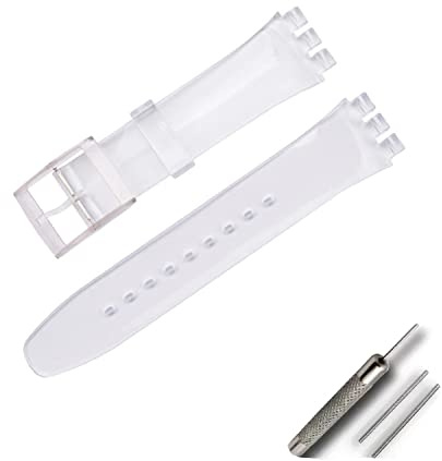 Correa de reloj para reloj Swatch, silicona impermeable (17mm, Transparente)