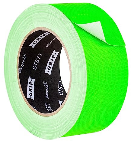 GRIP Eventbasics Ruban adhésif fluo GT 571 - 50 mm x 25 m - Structure fine - Très grande adhérence - Décollable 48 h - Pour intérieur et extérieur - Vert fluo