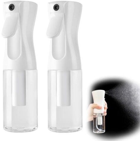 Rukinovi 2Pcs Spray Bottles,Ultra Fine Mist Sprayer for Hair Styling,Cleaning,Plants,Misting & Skin Care,Continuous spray bottle(200ml/6.8oz) (A-White)