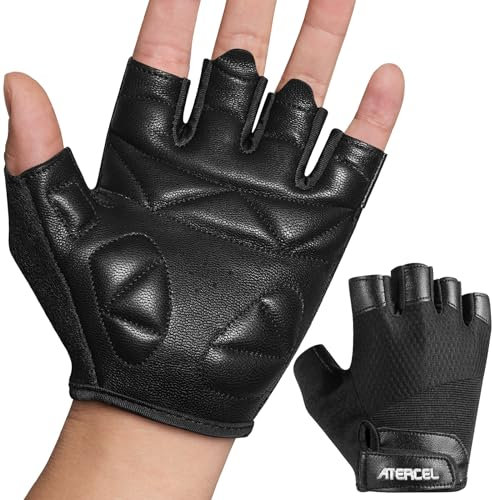ATERCEL Echtes Leder Fitness Handschuhe Herren Damen, Gewichtheben Trainingshandschuhe Atmungsaktive Gym Handschuhe für Workout Übungtrainingshandschuhe