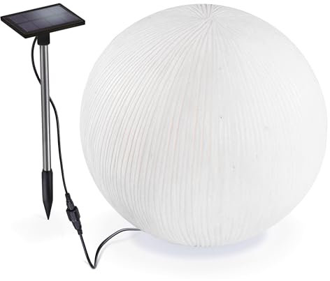 Esotec Solarkugel White Ball, 26cm, Sandstein Optik, LED Leuchtkugel, Gartenkugel, Lichtkugel, Kugelleuchte, außen, wetterfest, winterfest, 102688
