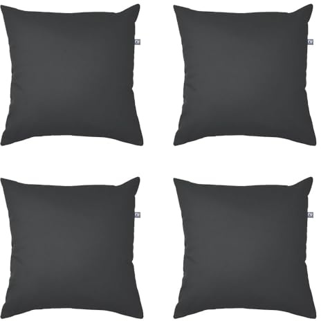 rucomfy Indoor/Outdoor Cushion with Insert Filling - Accessories for Home and Garden Decor Scatter Pillow - Pre Filled with Fibre Inner - Water Resistant - 45 x 45cm (4, Slate Grey, 45cm x 45cm)