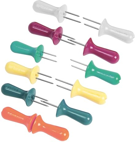 ZYLISS Corn Holders Set - Metal Skewers Holders - Comfort Grip BBQ Holders - Stainless Steel - Glossy - 8 Piece Set / 4 Pairs