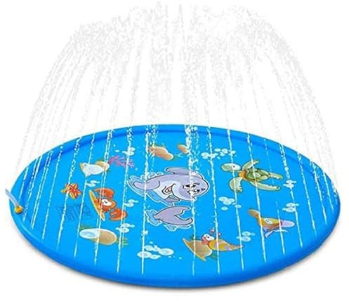 GQBVPN Tapis de Pulvérisation170cm, Tapis de Jet d'eau Jouets pour Enfants, Tapis de Pulvérisation Antidérapant, Jet Fontaine Réglable, Jeu d'eau Exterieur Été pour Enfant Jardin Jouer