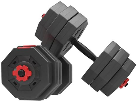 Alivio Premium 20kg Adjustable Dumbbell & Barbell Set - Octagonal Anti-Roll Weights with Iron Sand Mixture Non-Slip Design Easy Assembly, Home Equipment for Strength Training & Full-Body Workouts