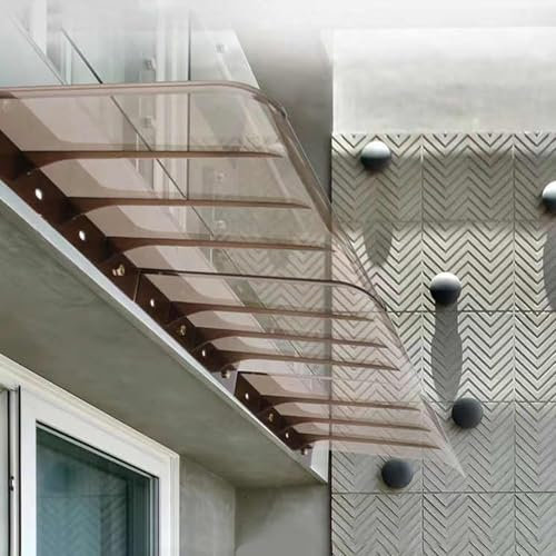 HARELA Auvent De Porte Et Fenêtres Invisible, Marquise De Porte Exterieur, Auvent Porte D'Entrée, Marquise en Polycarbonate Résistante, Contre La Pluie Et UV(Brown,40x40cm)