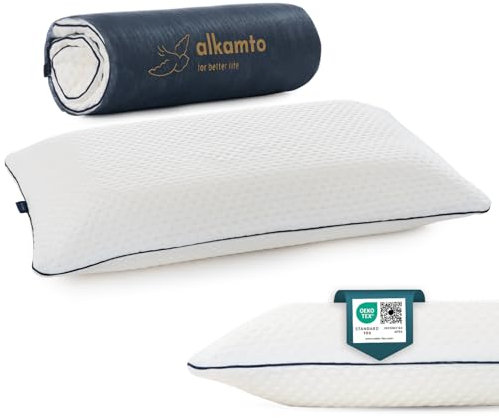 alkamto Memory Foam Kopfkissen 70x45 cm – Ergonomisches Nackenstützkissen – Oeko-Tex Zertifiziert – Thermoregulierender Bezug – Hypoallergen & Waschbar – Für Rücken- & Seitenschläfer