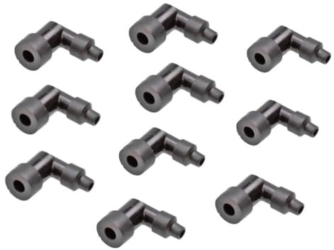10x Zündkerzenstecker wie LZFH 90° abgewinkelt, nicht entstört (ohne Widerstand), passend für Zündkerzen M10/M12/M14 – Roller, Mofa, Moped, Scooter – spritzwassergeschützt, M4-Anschluss