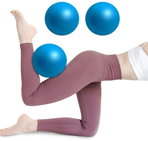 Lot de 3 balles de Pilates - Diamètre : 25 cm - Petit ballon de gymnastique - Pour entraînement du ventre et des épaules - Équilibre - Sport - Pilates - Doux et antidérapant - Ballon de fitness pour
