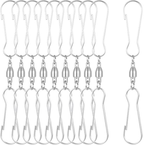 GEEHUA 10 Stück drehbare Doppelhaken Clips, Windspinner Aufhänger, Spiralschwänze, Twister, Windsocken für Spinner, Windsocken, Drachen, Blumentöpfe, Vogelhäuschen, Flaggen, Partyzubehör