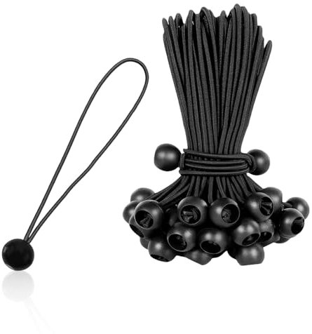 HASLED 20 Pezzi Cinghie Elastiche per Teloni 30cm - con Sfere di Fissaggio Nero - Per Tende, Striscioni, Coperture