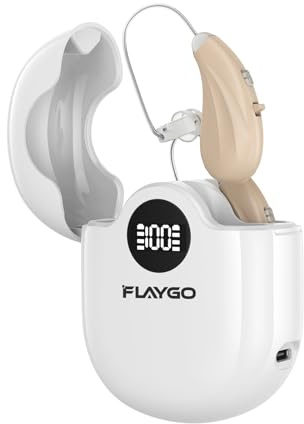 Flaygo Hearing Amplifiers, Otc Hearing Aids For People With Hearing Loss, Sound Quality Restoration, Intelligent Noise Reduction, Standby 80h, One-Button Operation, Comfortable Wearing, White