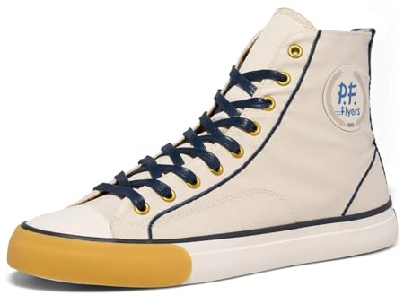 P.F. Flyers All-American Sand and Sapphire High Top Sneakers for Men and Women, Original Canvas Casual Sneaker, Unisex