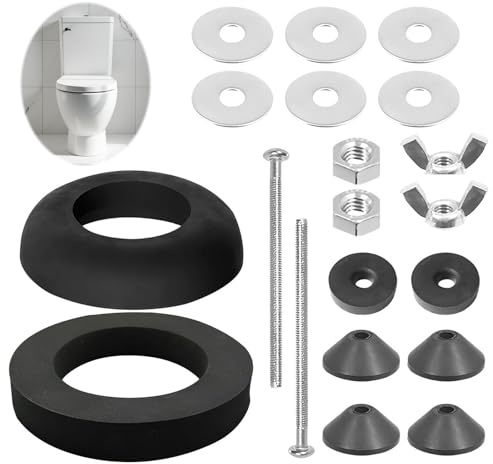 Universal Toilet Cistern Seal Kit, Complete Tank to Bowl Repair Set | 100mm Rubber Dome with Foam Washer, M6 Bolts Washers and Sealing Rings