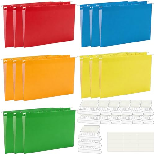 Waltool 15 Pack Standard Hanging File Folders with 1/5 Cut Adjustable Tabs for Office Home School & Filing Cabinets (Letter Size)