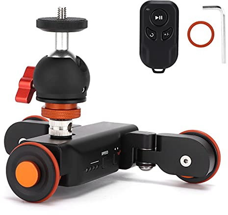 aqxreight Carrello Motorizzato per Fotocamera con Telecomando, 3 velocità Regolabili, Batteria da 1800 MAh, Testa a Sfera a 360° per Riprese Video con Action Cam per Smartphone