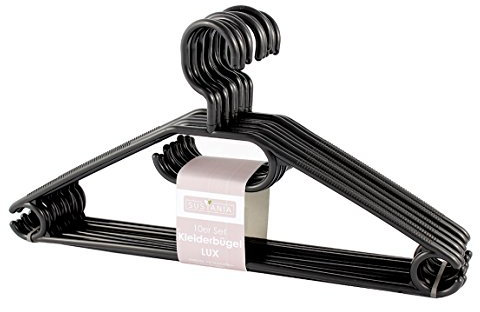 Sustania KleBü - Kleiderbügel 100 Stück in schwarz | Wäschebügel aus Kunststoff - Made in Germany