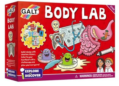 Galt Body Lab -Explore and Discover Biology Science Kit with Stethoscope,Petri-Dishes,Magnifying Glass and More - 14 Science Experiments Set, Educational STEM Toys for Girls and Boys Ages 6 Years Plus