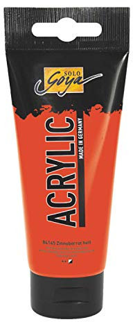 KREUL 84145 - Solo Goya Acrylic, 100 ml Tube in zinnoberrot hell, cremige vielseitig einsetzbare Acrylfarbe in Studienqualität, auf Wasserbasis, schnell und matt trocknend, gut deckend, wasserfest